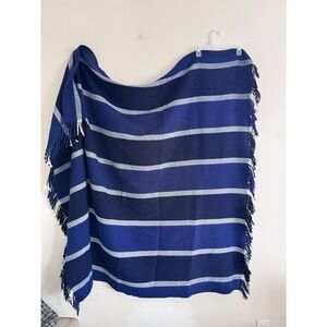 Wool Troy Leisure Stadium Blanket Blue Black Made In The USA Vintage Warm VTG